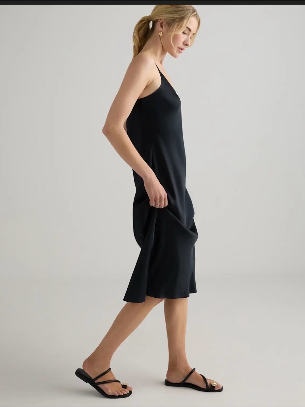 Quince Washable Silk Slip Dress - XS - Black - Picture 4 of 14